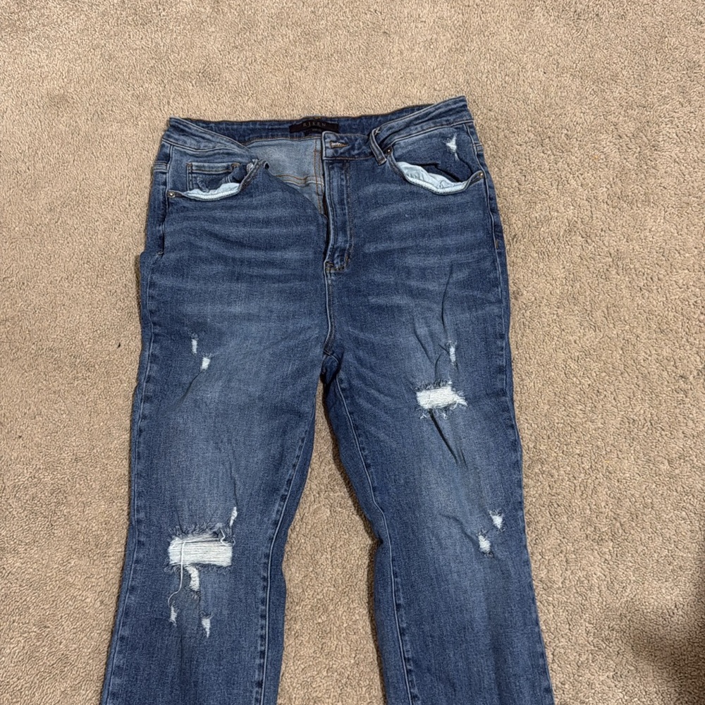 Distressed Blue Jeans